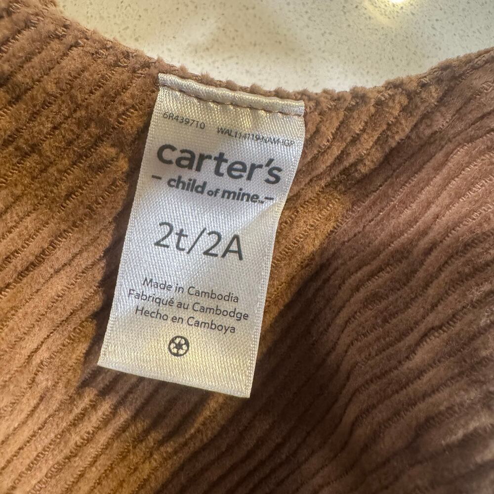 Carter's Toddler Girl 2T Brown Corduroy Dress 100% Cotton - Picture 4 of 5